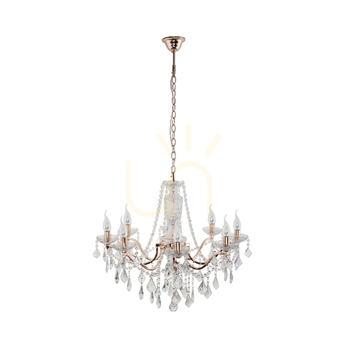 Verifica Lampa suspendată Odessa, 8xE14, Max. 40 W, auriu/transparent, Ø 71 cm