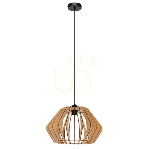 Verifica Lampa suspendată Hiroto Grand, 1xE27, capacitate maximă. 15 W Negru/Negru/Mesteacăn Ø 40 cm