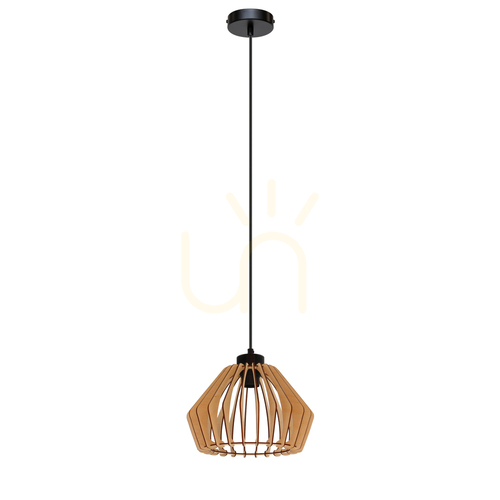 Verifica Lampa suspendată Hiroto 1xE27 Max. 15 W Negru/Negru/Mesteacăn Ø 28,5 cm