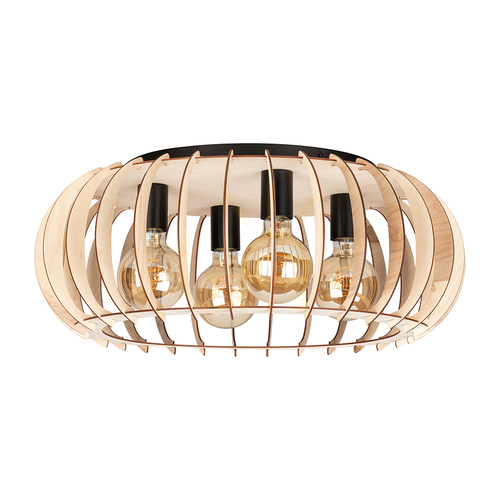 Verifica Lampa de tavan Shiro, 4xE27, Max. 15 W, negru/mesteacăn, Ø 60 cm