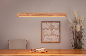 Lampa suspendată Valjevo, include 1 bec LED de 28 W, negru/stejar uleiat/dimmer tactil, 90 cm small 3