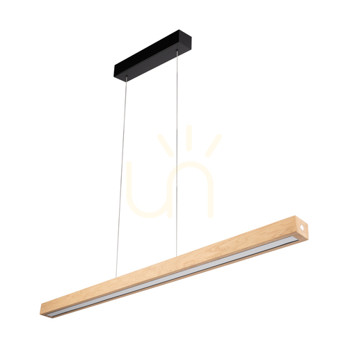 Verifica Lampa suspendată Valjevo U&amp;D, include 2 LED-uri de 60 W, negru/stejar uleiat, variator tactil, 115 cm