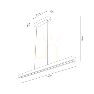 Lampa suspendată Valjevo U&amp;D, include 1 bec LED de 36 W, negru/stejar uleiat, variator tactil, 115 cm small 2