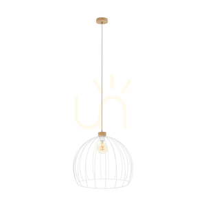 Lampa suspendată Caro, 1xE27, Max. 60 W, stejar uleiat/alb, Ø 49 cm small 0