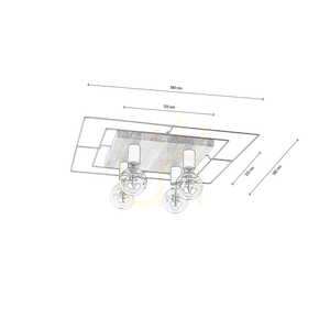 Prietor de tavan James 4xE27 Max. 60 W, stejar uleiat/alb, 58 cm small 1