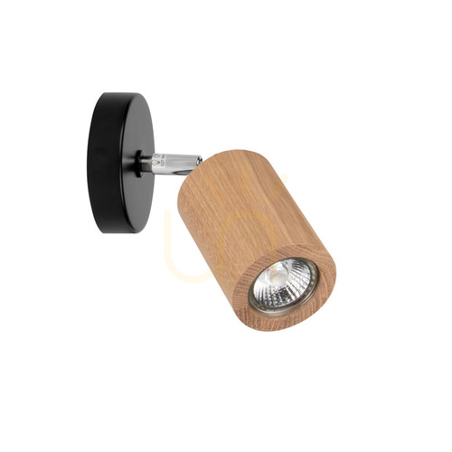 Verifica Aplică de perete Matti, include 1 soclu GU10, Max. 5W, negru/stejar uleiat, 17 cm