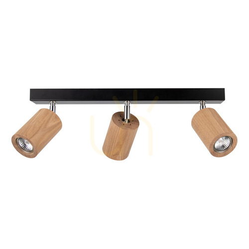 Verifica Lampa de tavan Matti, include 3 prize GU10, Max. 5W, negru/stejar uleiat, 65 cm