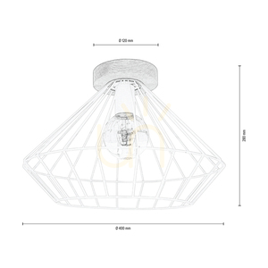 Lampa de tavan Kiara, 1xE27, Max. 60 W, stejar uleiat/alb, Ø 40 cm small 1