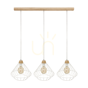 Lampa suspendată Kiara, 3xE27, Max. 60 W, stejar lustruit cu ulei/PVC transparent/alb small 0