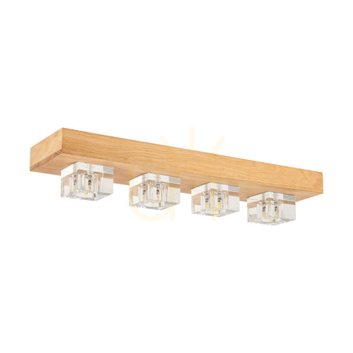 Verifica Lampa de tavan Tony, include 4 LED-uri G4 de 2,5 W, stejar uleiat/transparent, 56 cm