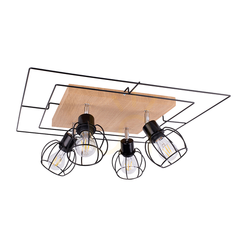 Verifica Lampa de tavan Chester, 4xE27, Max. 60 W, stejar uleiat/negru, 58 cm
