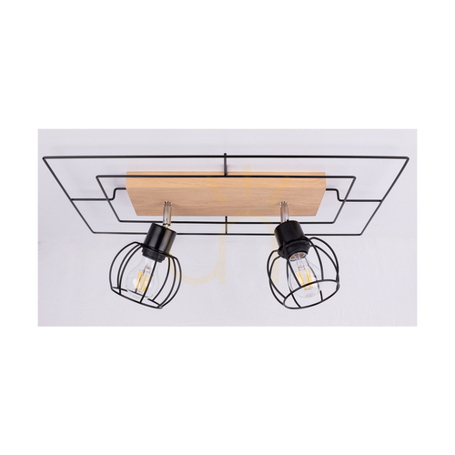 Verifica Lampa de tavan Sombor, 2 x E27, Max. 60 W, stejar uleiat/negru, 58 cm