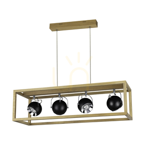 Lampa suspendată Roy, include 4 LED-uri GU10 de 5 W, stejar uleiat/transparent/negru, 90 cm small 0