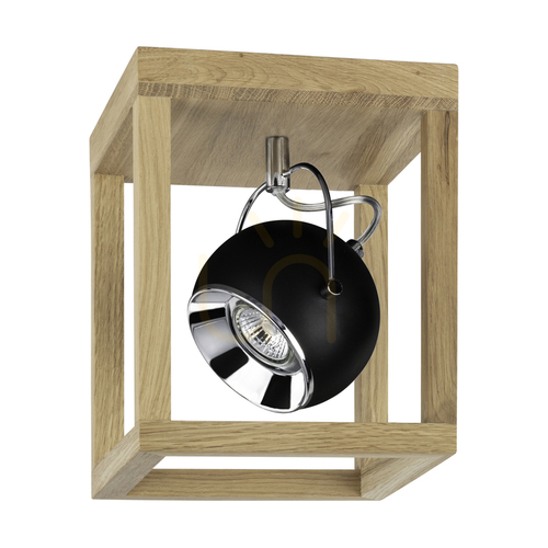 Verifica Lampa de tavan Roy, include 1 bec LED GU10 de 5 W, stejar uleiat/negru, 20 cm