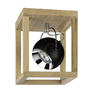 Lampa de tavan Roy, include 1 bec LED GU10 de 5 W, stejar uleiat/negru, 20 cm small 0
