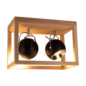 Lampa de tavan Roy, include 2 LED-uri GU10 de 5 W, stejar uleiat/negru, 36 cm small 1