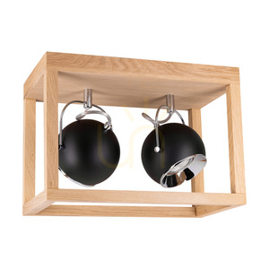 Lampa de tavan Roy, include 2 LED-uri GU10 de 5 W, stejar uleiat/negru, 36 cm small 0