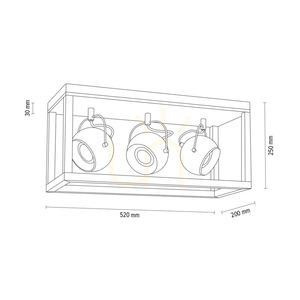 Lampa de tavan Roy, include 3 LED-uri GU10 de 5 W, stejar uleiat/negru, 52 cm small 3