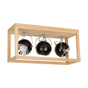 Lampa de tavan Roy, include 3 LED-uri GU10 de 5 W, stejar uleiat/negru, 52 cm small 0