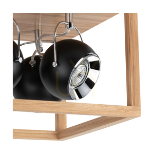 Lampa de tavan Roy, include 4 LED-uri GU10 de 5 W, stejar uleiat/negru, 36 cm small 1
