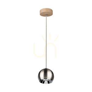 Lampă suspendată Ball Wood, include 1 bec LED GU10 de 5 W, stejar uleiat/satinat, Ø12 cm small 0