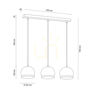 Lampă suspendată Ball Wood, include 3 LED-uri GU10 de 5 W, stejar uleiat/satinat, 52 cm small 2