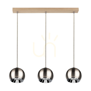 Lampă suspendată Ball Wood, include 3 LED-uri GU10 de 5 W, stejar uleiat/satinat, 52 cm small 0