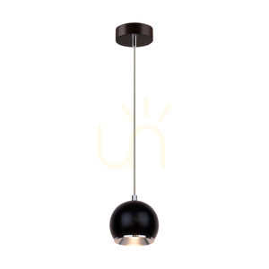 Lampă suspendată Ball Wood, include 1 bec LED GU10 de 5 W, nuc/negru, Ø 12 cm small 1