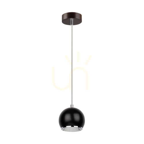 Verifica Lampă suspendată Ball Wood, include 1 bec LED GU10 de 5 W, nuc/negru, Ø 12 cm