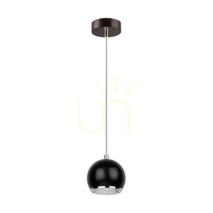 Lampă suspendată Ball Wood, include 1 bec LED GU10 de 5 W, nuc/negru, Ø 12 cm small 0