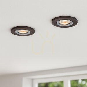 Lampa de tavan rotundă Vitar Wood, include 1 bec LED GU10 de 6 W, nuanță de nuc, Ø 10 cm small 1