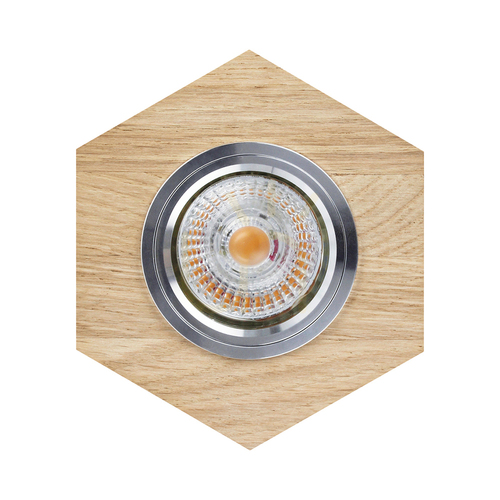 Verifica Lampa de tavan Vitar Wood, include 1 bec LED GU10 de 6 W, stejar uleiat/crom, 11 cm