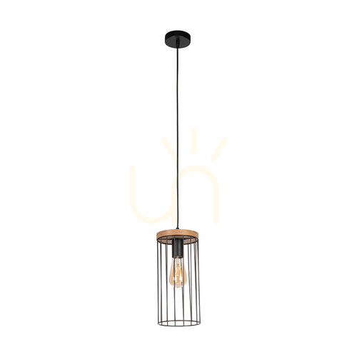 Verifica Lampa suspendată Tonsa 1xE27 Max. 60 W, stejar uleiat/PVC negru/negru, Ø 15 cm