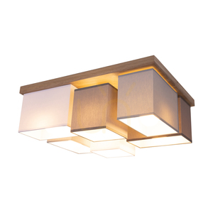 Lampa de tavan Vineda, 6xE27, Max. 25 W, stejar tratat cu ulei/alb/gri/maro, 55 cm small 1