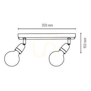 Lampa de tavan Corfu, 2xE27, Max. 25 W, negru/alb, 37 cm small 1