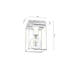 Lampa de tavan Moroni, 1xE27, Max. 60 W, stejar uleiat/negru, 13,5 cm small 1