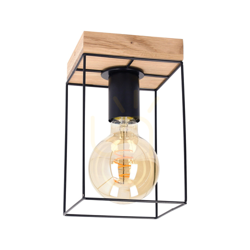 Verifica Lampa de tavan Moroni, 1xE27, Max. 60 W, stejar uleiat/negru, 13,5 cm