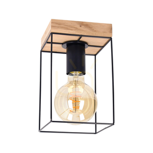 Lampa de tavan Moroni, 1xE27, Max. 60 W, stejar uleiat/negru, 13,5 cm small 0
