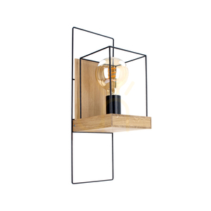 Aplică de perete Moroni 1xE27 Max. 25 W, stejar uleiat/negru, 16 cm small 0