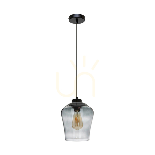 Verifica Lampa suspendată Juba, 1xE27, Max. 60 W, negru/negru/sticlă fumurie, Ø 19 cm