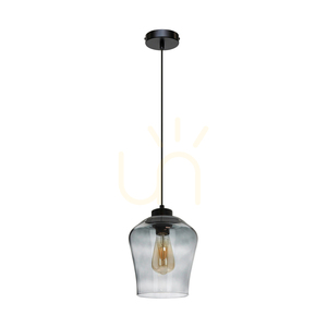 Lampa suspendată Juba, 1xE27, Max. 60 W, negru/negru/sticlă fumurie, Ø 19 cm small 0