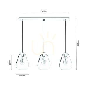 Lampa suspendată Kigali 3xE27 Max. 60 W Negru/Negru/Stejar uleiat/Sticlă fumurie 19 cm small 2