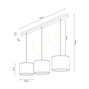 Lampa suspendată Rijeka 3xE27 Max. 40 W, stejar uleiat/in bej, 100 cm small 2