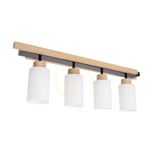 Lampa de tavan Mostar 4xE27 Max. 60 W, stejar uleiat/negru/alb, 75 cm small 0