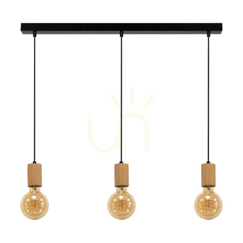 Verifica Lampă suspendată Spinel 3xE27 Max. 60 W Negru/PVC negru/stejar uleiat 55 cm