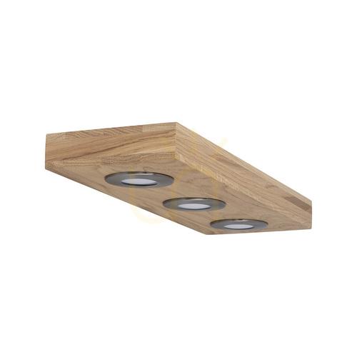 Verifica Aplică de perete Chelby cu raft, include 3 LED-uri de 5 W, stejar uleiat/satinat, 45 cm