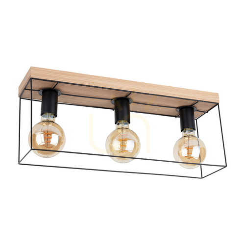 Verifica Lampa de tavan Gravida, 3xE27, Max. 60 W, stejar uleiat/negru, 35 cm