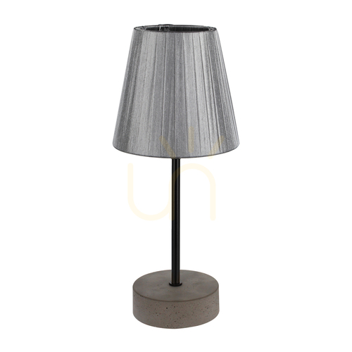 Verifica Lampa de masă Mila, 1xE14 (maxim). 25 W, gri beton/negru/PVC negru/gri, Ø 14 cm