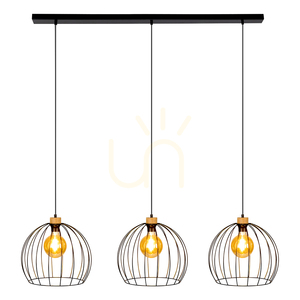 Lampa suspendată Dakar 3xE27 Max. 60 W Negru/Stejar uleiat/Negru 132 cm small 1