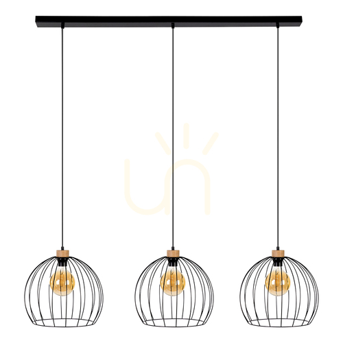 Verifica Lampa suspendată Dakar 3xE27 Max. 60 W Negru/Stejar uleiat/Negru 132 cm
